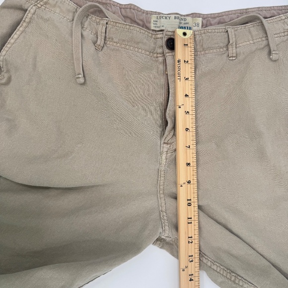 Lucky Brand Shorts Men 38 Beige Cargo Pockets Drawstring Outdoor Beach Khaki Y2K - Picture 10 of 12